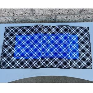 Vintage Blue and Black Plaid Scarf
